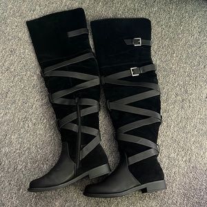 Black shoedazzle thigh high boots, size 5.5